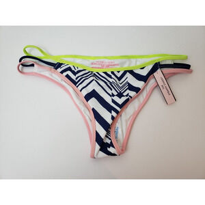 Y2K Victoria's Secret Strappy Cheeky Swim Bikini Bottom Womens Size S Geo Beach